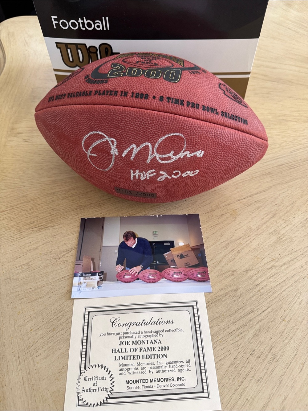 Wilson Joe Montana HALL  OF FAME LIMITED EDITION Red Football w/Autograph